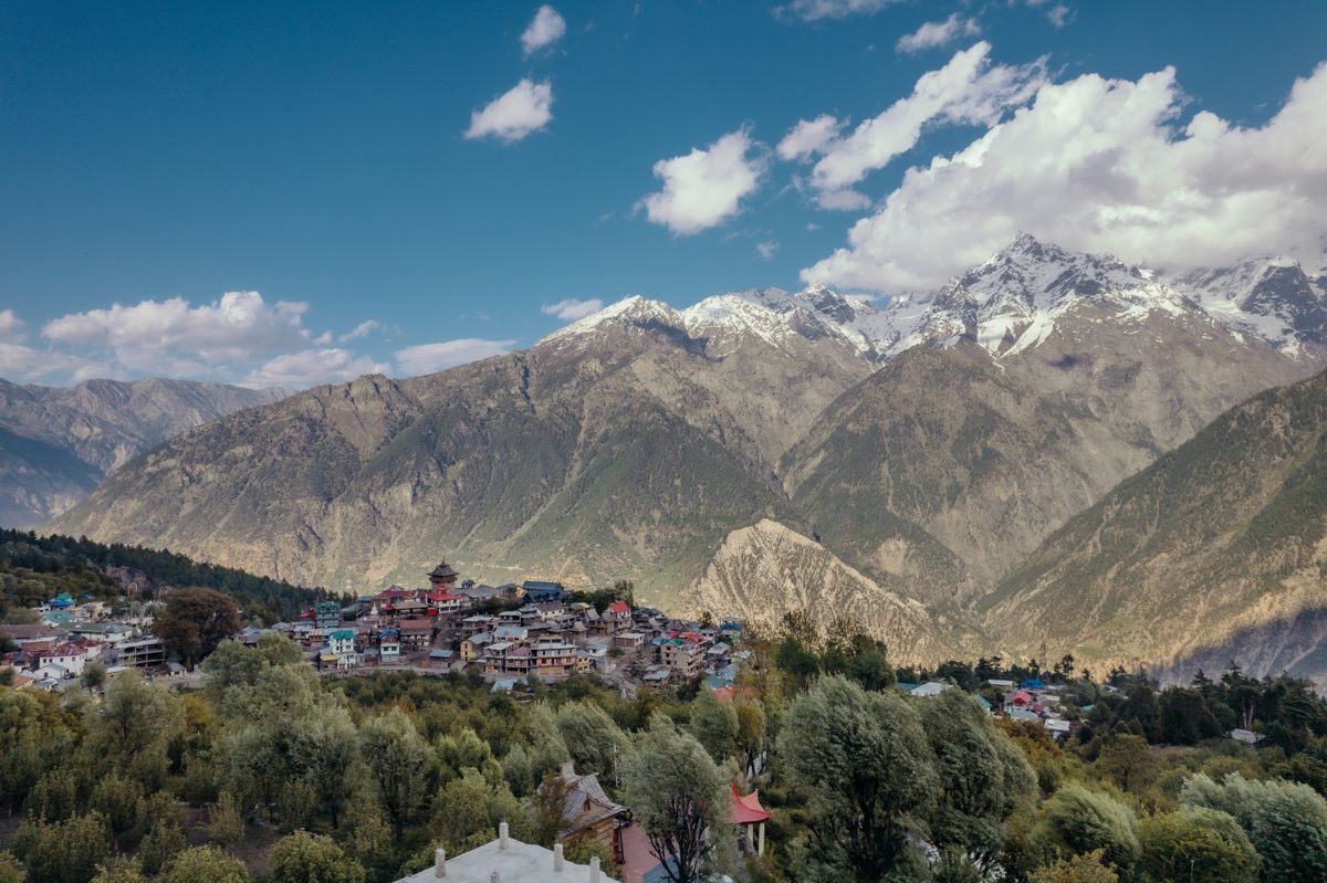 Himalayan village and valley near Fagu, Himachal Pradesh